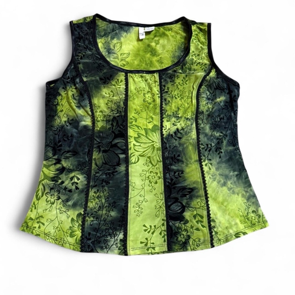 Sami & Jo Green Floral Tank Top